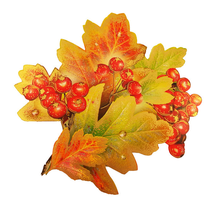 А2-113-37 Украшения на 1 сентября - листья и ягоды боярышника на скотче
